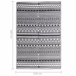vidaXL Outdoor Carpet Garden Rug Carpet Patio Mat Area Rug Balcony Blanket PP - black and white, 120 x 180 cm - Additional view 3