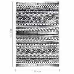 vidaXL Outdoor Carpet Garden Rug Carpet Patio Mat Area Rug Balcony Blanket PP - black and white, 140 x 200 cm - Additional view 3
