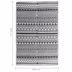 vidaXL Outdoor Carpet Garden Rug Carpet Patio Mat Area Rug Balcony Blanket PP - black and white, 160 x 230 cm - Additional view 5