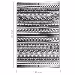 vidaXL Outdoor Carpet Garden Rug Carpet Patio Mat Area Rug Balcony Blanket PP - black and white, 190 x 290 cm - Additional view 6