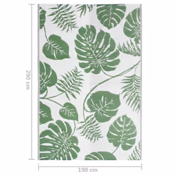 vidaXL Outdoor Carpet Garden Rug Carpet Patio Mat Area Rug Balcony Blanket PP - green leaf pattern, 190 x 290 cm - Additional view 3
