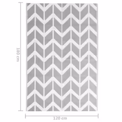 vidaXL Outdoor Carpet Garden Rug Carpet Patio Mat Area Rug Balcony Blanket PP - white and grey, 120 x 180 cm - Additional view 3
