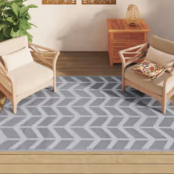 vidaXL Outdoor Carpet Garden Rug Carpet Patio Mat Area Rug Balcony Blanket PP - white and grey, 140 x 200 cm - Additional view 2