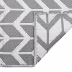 vidaXL Outdoor Carpet Garden Rug Carpet Patio Mat Area Rug Balcony Blanket PP - white and grey, 140 x 200 cm - Additional view 4