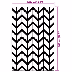 vidaXL Outdoor Carpet Garden Rug Carpet Patio Mat Area Rug Balcony Blanket PP - white and grey, 140 x 200 cm - Additional view 5