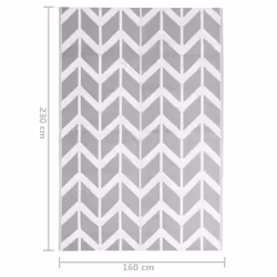 vidaXL Outdoor Carpet Garden Rug Carpet Patio Mat Area Rug Balcony Blanket PP - white and grey, 160 x 230 cm - Additional view 6