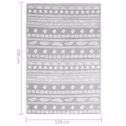 vidaXL Outdoor Carpet Garden Rug Carpet Patio Mat Area Rug Balcony Blanket PP - grey pattern, 120 x 180 cm - Additional view 3