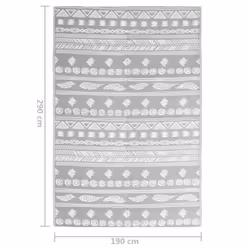 vidaXL Outdoor Carpet Garden Rug Carpet Patio Mat Area Rug Balcony Blanket PP - grey pattern, 190 x 290 cm - Additional view 3