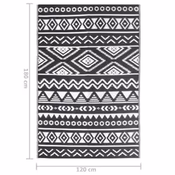 vidaXL Outdoor Carpet Garden Rug Carpet Patio Mat Area Rug Balcony Blanket PP - black pattern, 120 x 180 cm - Additional view 3