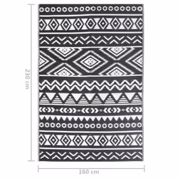 vidaXL Outdoor Carpet Garden Rug Carpet Patio Mat Area Rug Balcony Blanket PP - black pattern, 160 x 230 cm - Additional view 3