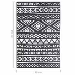 vidaXL Outdoor Carpet Garden Rug Carpet Patio Mat Area Rug Balcony Blanket PP - black pattern, 190 x 290 cm - Additional view 3