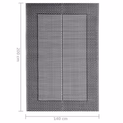 vidaXL Outdoor Carpet Garden Rug Carpet Patio Mat Area Rug Balcony Blanket PP - black and grey, 140 x 200 cm - Additional view 6