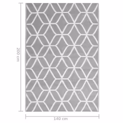 vidaXL Outdoor Carpet Garden Rug Carpet Patio Mat Area Rug Balcony Blanket PP - grey and white, 140 x 200 cm - Additional view 3