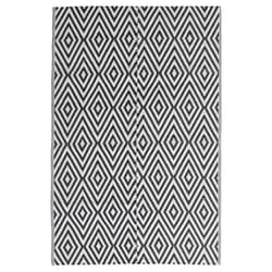 vidaXL Outdoor Carpet Garden Rug Carpet Patio Mat Area Rug Balcony Blanket PP - white and black, 140 x 200 cm