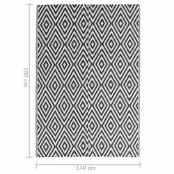 vidaXL Outdoor Carpet Garden Rug Carpet Patio Mat Area Rug Balcony Blanket PP - white and black, 140 x 200 cm