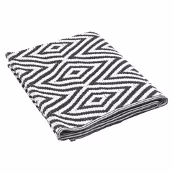 vidaXL Outdoor Carpet Garden Rug Carpet Patio Mat Area Rug Balcony Blanket PP - white and black, 140 x 200 cm - Additional view 4