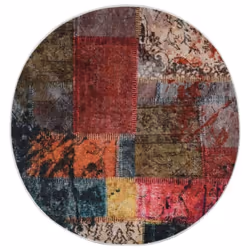 vidaXL Rug Washable Patchwork Ï120 cm Multicolour Anti Slip Floor Carpet Mat