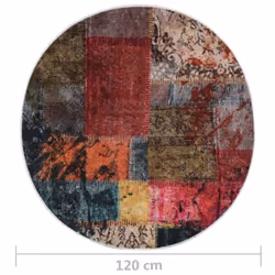 vidaXL Rug Washable Patchwork Ï120 cm Multicolour Anti Slip Floor Carpet Mat - Additional view 4