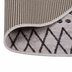 vidaXL Rug Washable Ï120 cm Black and White Anti Slip Decor Floor Carpet Mat