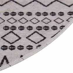 vidaXL Rug Washable Ï120 cm Black and White Anti Slip Decor Floor Carpet Mat