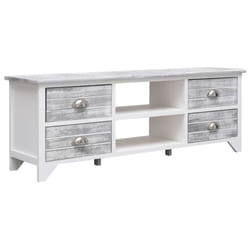 vidaXL TV Cabinet Entertainment Centre TV Stand TV Unit Solid Paulownia Wood - white and grey