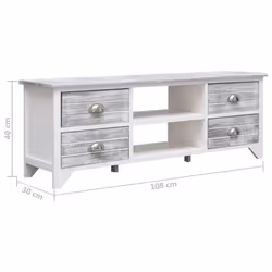 vidaXL TV Cabinet Entertainment Centre TV Stand TV Unit Solid Paulownia Wood - white and grey - Additional view 7