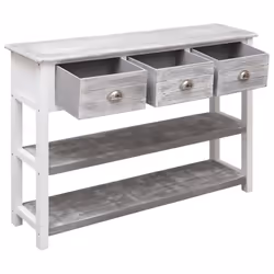 vidaXL Sideboard Console Table Storage Cabinet Cupboard Solid Paulownia Wood - antique grey - Additional view 4
