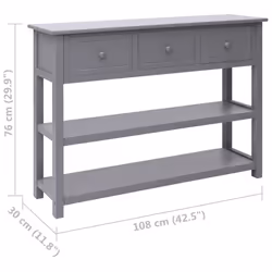 vidaXL Sideboard Console Table Storage Cabinet Cupboard Solid Paulownia Wood - grey