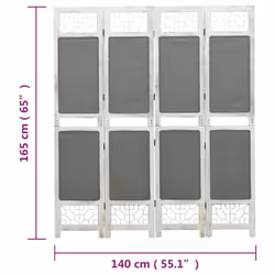 vidaXL 6-Panel Room Divider Grey Fabric Privacy Folding Screen Multi Sizes - 140 x 165 cm