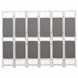 vidaXL 6-Panel Room Divider Grey Fabric Privacy Folding Screen Multi Sizes - 210 x 165 cm