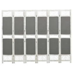 vidaXL 6-Panel Room Divider Grey Fabric Privacy Folding Screen Multi Sizes - 210 x 165 cm