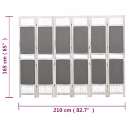 vidaXL 6-Panel Room Divider Grey Fabric Privacy Folding Screen Multi Sizes - 210 x 165 cm