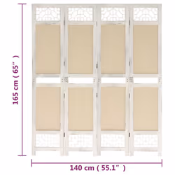vidaXL 6-Panel Room Divider Cream Fabric Privacy Folding Screen Multi Sizes - 140 x 165 cm