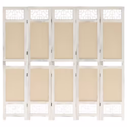 vidaXL 6-Panel Room Divider Cream Fabric Privacy Folding Screen Multi Sizes - 175 x 165 cm