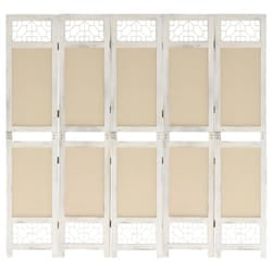 vidaXL 6-Panel Room Divider Cream Fabric Privacy Folding Screen Multi Sizes - 175 x 165 cm