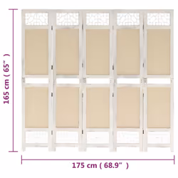 vidaXL 6-Panel Room Divider Cream Fabric Privacy Folding Screen Multi Sizes - 175 x 165 cm
