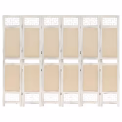vidaXL 6-Panel Room Divider Cream Fabric Privacy Folding Screen Multi Sizes - 210 x 165 cm