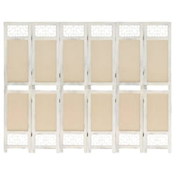 vidaXL 6-Panel Room Divider Cream Fabric Privacy Folding Screen Multi Sizes - 210 x 165 cm