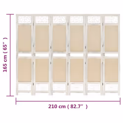 vidaXL 6-Panel Room Divider Cream Fabric Privacy Folding Screen Multi Sizes - 210 x 165 cm