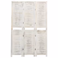 vidaXL 4-Panel Room Divider Cream Wood Fabric Home Folding Screen Multi Sizes - 105 x 165 cm