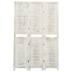vidaXL 4-Panel Room Divider Cream Wood Fabric Home Folding Screen Multi Sizes - 105 x 165 cm