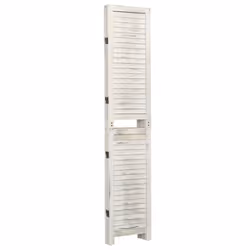 vidaXL 4-Panel Room Divider Cream Wood Fabric Home Folding Screen Multi Sizes - 105 x 165 cm