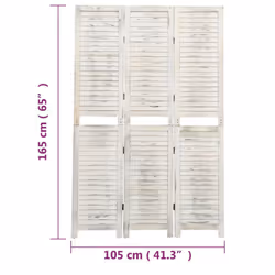 vidaXL 4-Panel Room Divider Cream Wood Fabric Home Folding Screen Multi Sizes - 105 x 165 cm