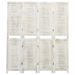 vidaXL 4-Panel Room Divider Cream Wood Fabric Home Folding Screen Multi Sizes - 140 x 165 cm