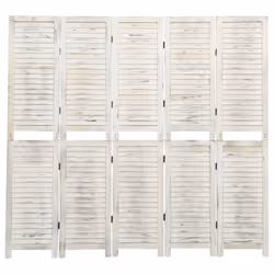 vidaXL 4-Panel Room Divider Cream Wood Fabric Home Folding Screen Multi Sizes - 178.5 x 166 cm