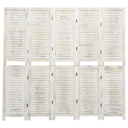 vidaXL 4-Panel Room Divider Cream Wood Fabric Home Folding Screen Multi Sizes - 178.5 x 166 cm