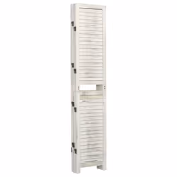 vidaXL 4-Panel Room Divider Cream Wood Fabric Home Folding Screen Multi Sizes - 178.5 x 166 cm