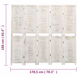 vidaXL 4-Panel Room Divider Cream Wood Fabric Home Folding Screen Multi Sizes - 178.5 x 166 cm