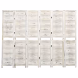vidaXL 4-Panel Room Divider Cream Wood Fabric Home Folding Screen Multi Sizes - 215 x 166 cm