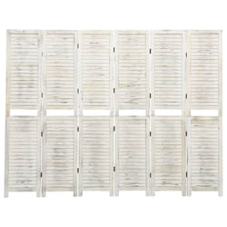 vidaXL 4-Panel Room Divider Cream Wood Fabric Home Folding Screen Multi Sizes - 215 x 166 cm